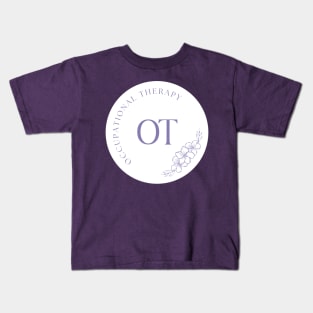 OT floral circle purple & white Kids T-Shirt